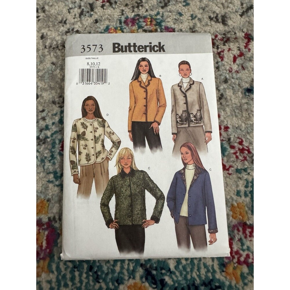 BUTTERICK EASY Sewing Pattern #3573 Misses' Jacket Size 8/10/12 Uncut